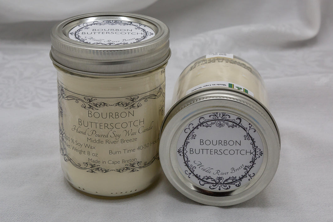 8 oz Mason Jar Soy Wax Candle-Bourbon Butterscotch
