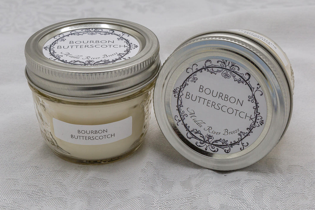 4 oz Mason Jar Soy Wax Candle-Bourbon Butterscotch