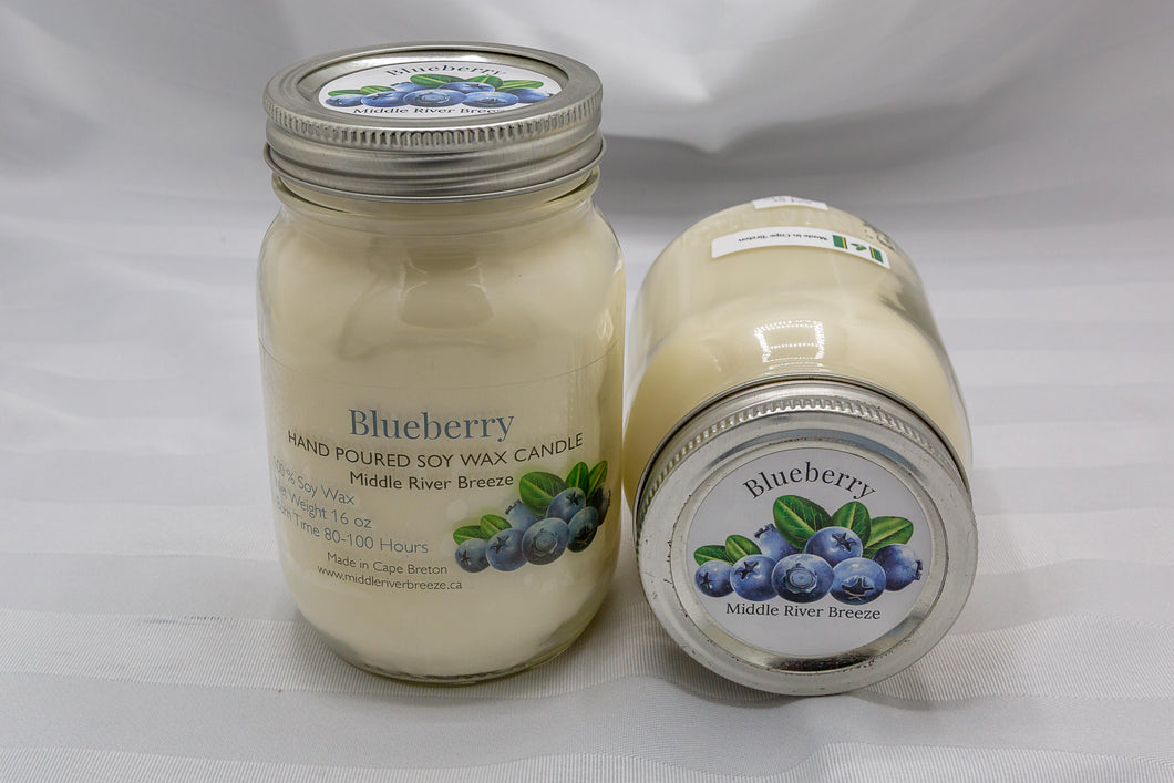 16 oz Mason Jar Soy Wax Candle-Blueberry Scent