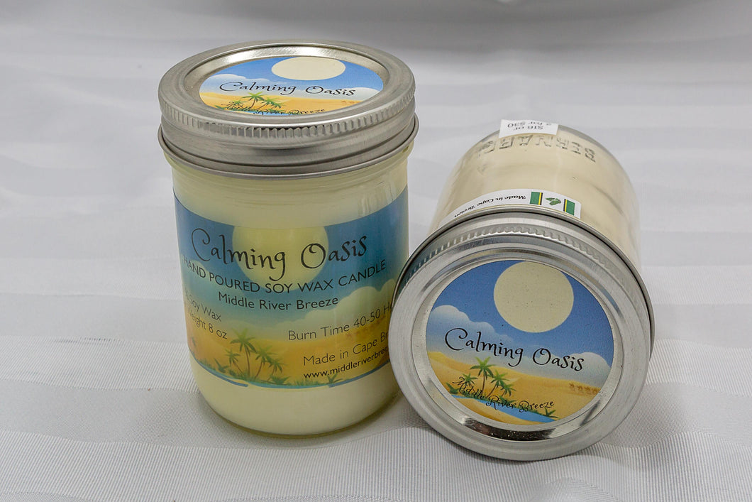 8 oz Mason Jar Soy Wax Candle-Calming Oasis