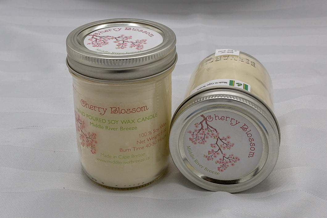 8 oz Mason Jar Soy Wax Candle-Cherry Blossom