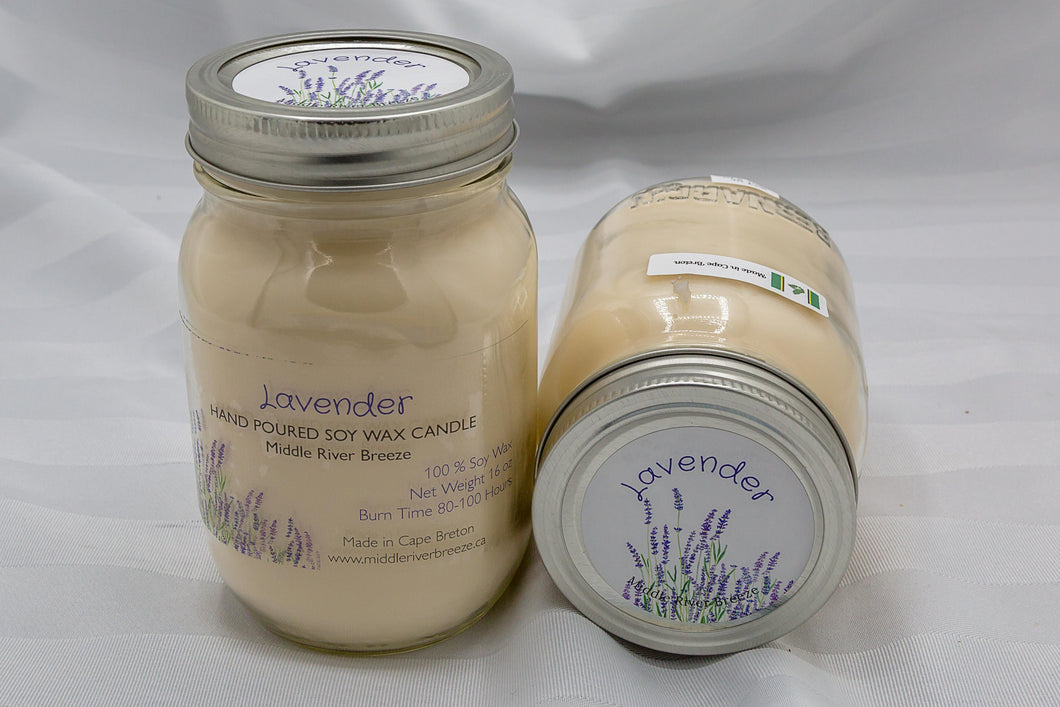 16 oz Mason Jar Soy Wax Candle-Lavender Scent