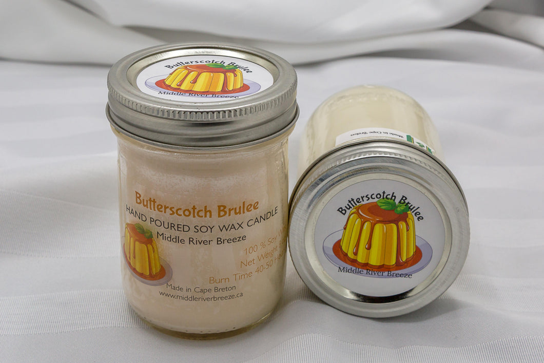 8 oz Mason Jar Soy Wax Candle-Butterscotch Brulee Scent