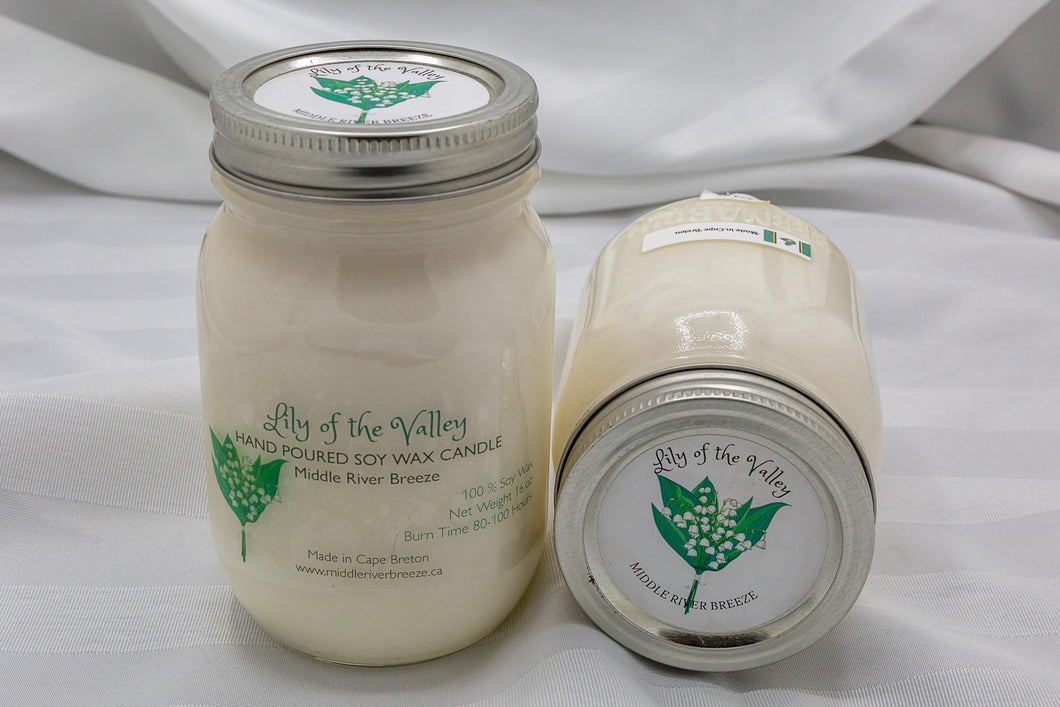 16 oz Mason Jar Soy Wax Candle-Lily of the Valley