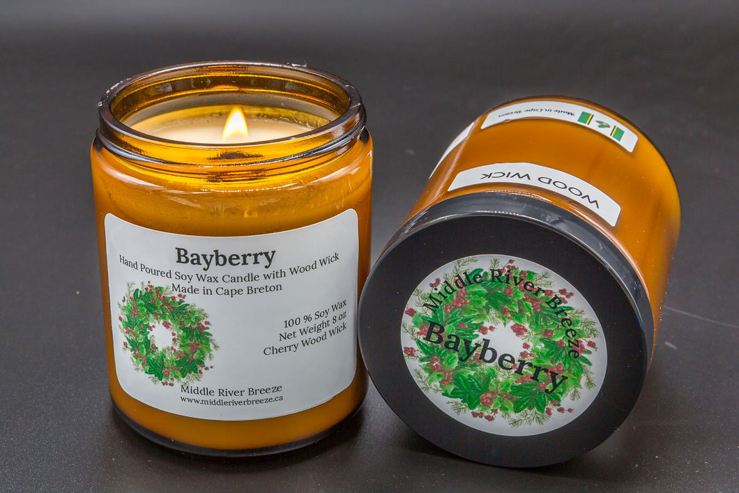 8 oz Crackling Wood Wick Soy Wax Candle-Bayberry