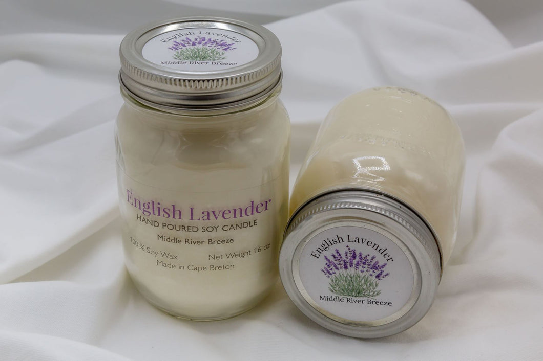 16 oz Mason Jar Soy Wax Candle-English Lavender Scent