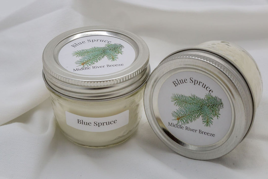 4 oz Mason Jar Soy Wax Candle-Blue Spruce Scent