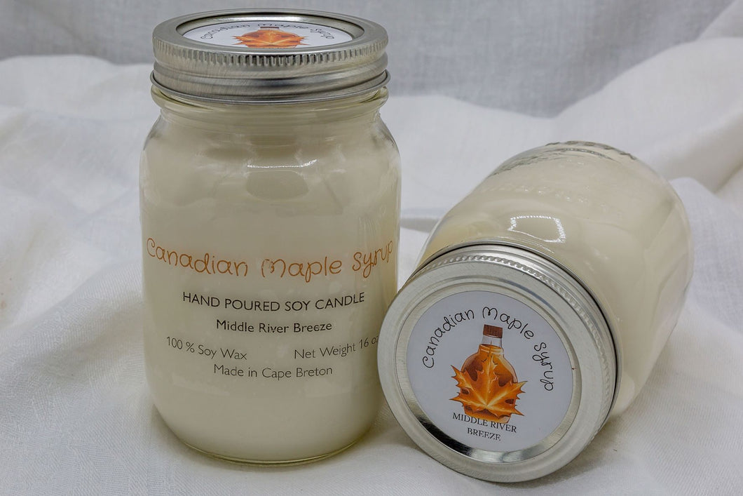16 oz Mason Jar Soy Wax Candle-Canadian Maple Syrup