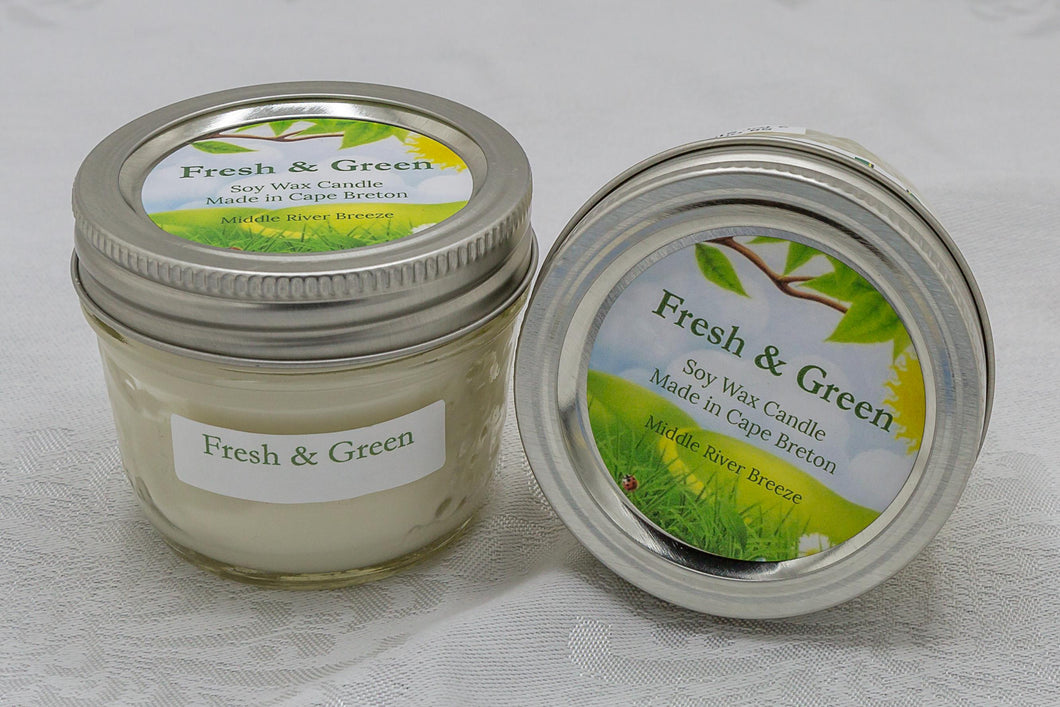 4 oz Mason Jar Soy Wax Candle-Fresh & Green