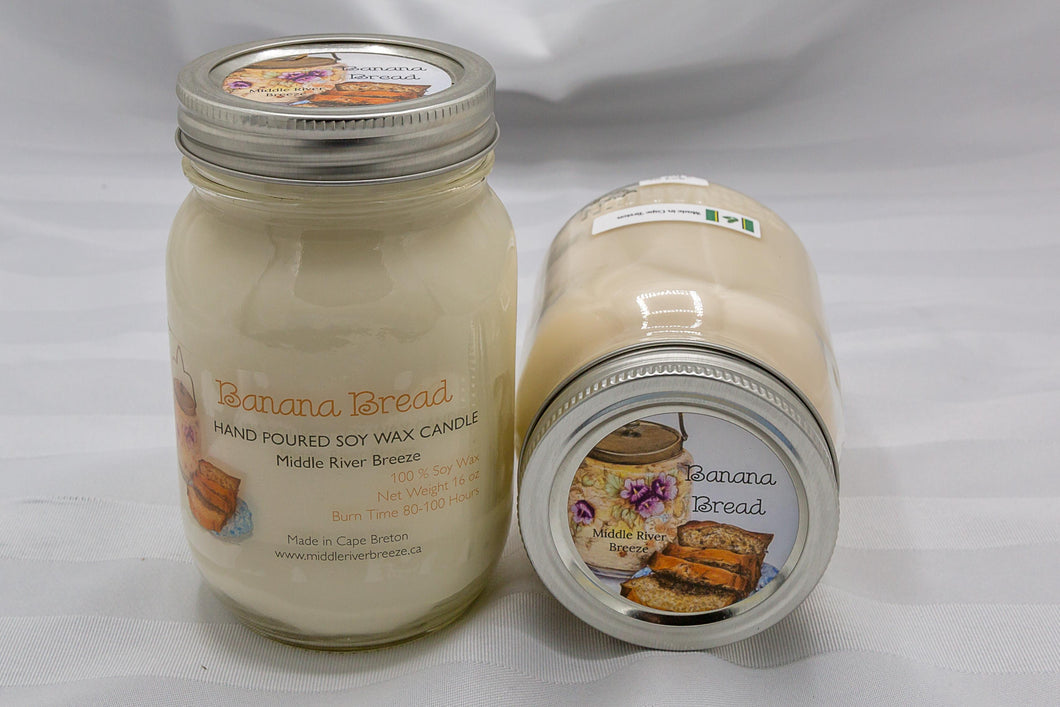 16 oz Mason Jar Soy Wax Candle-Banana Bread