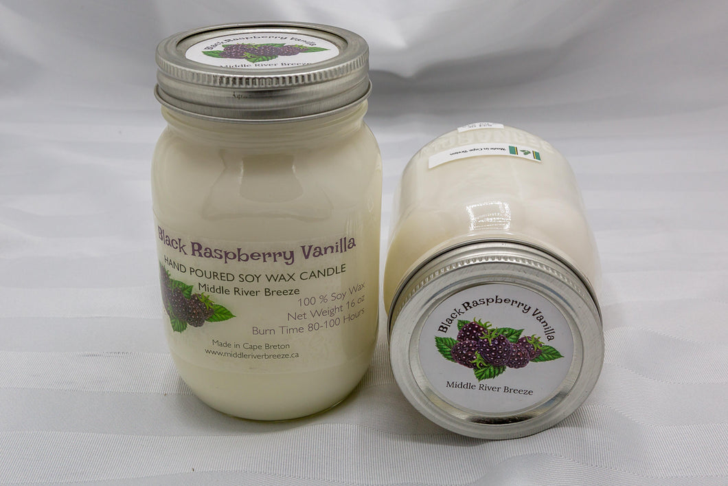 16 oz Mason Jar Soy Wax Candle-Black Raspberry Vanilla Scent