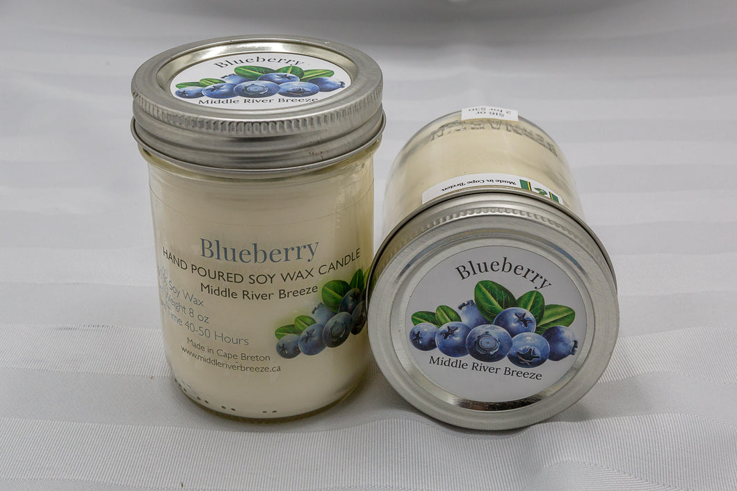 8 oz Mason Jar Soy Wax Candle-Blueberry Scent