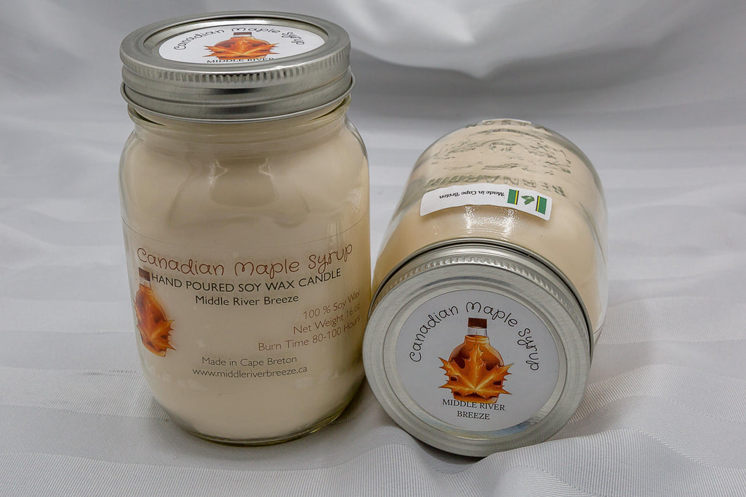 16 oz Mason Jar Soy Wax Candle-Canadian Maple Syrup