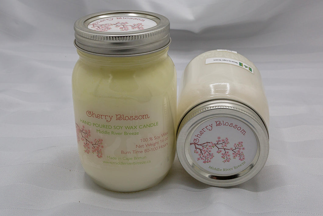 16 oz Mason Jar Soy Wax Candle-Cherry Blossom