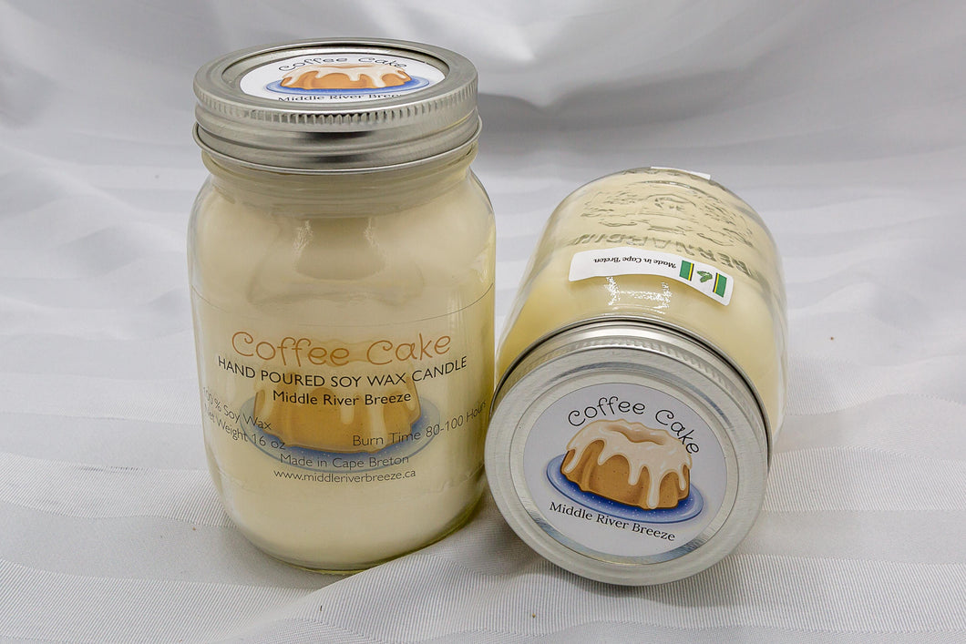 16 oz Mason Jar Soy Wax Candle-Coffee Cake Scent