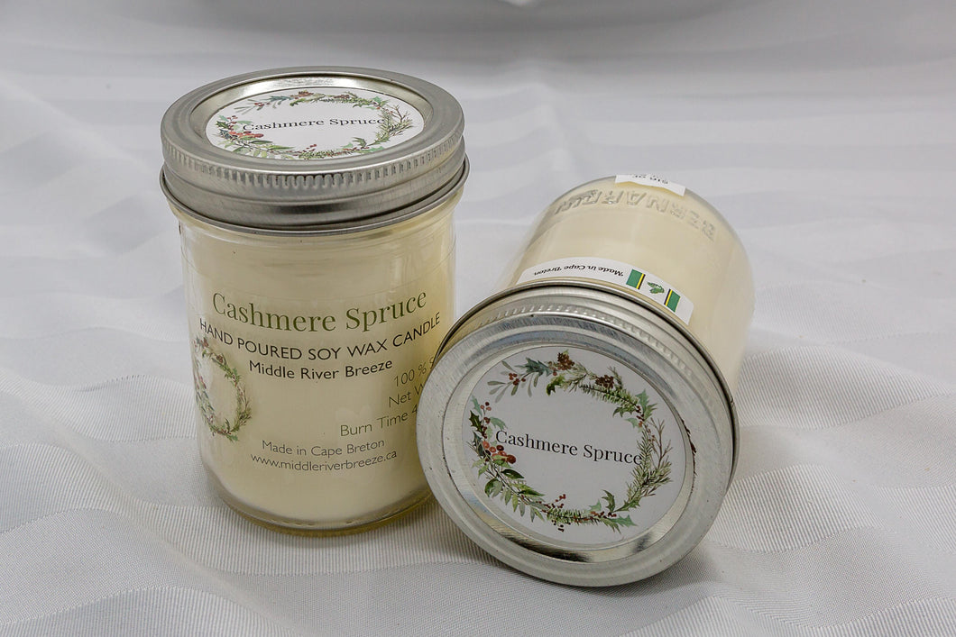 8 oz Mason Jar Soy Wax Candle-Cashmere Spruce