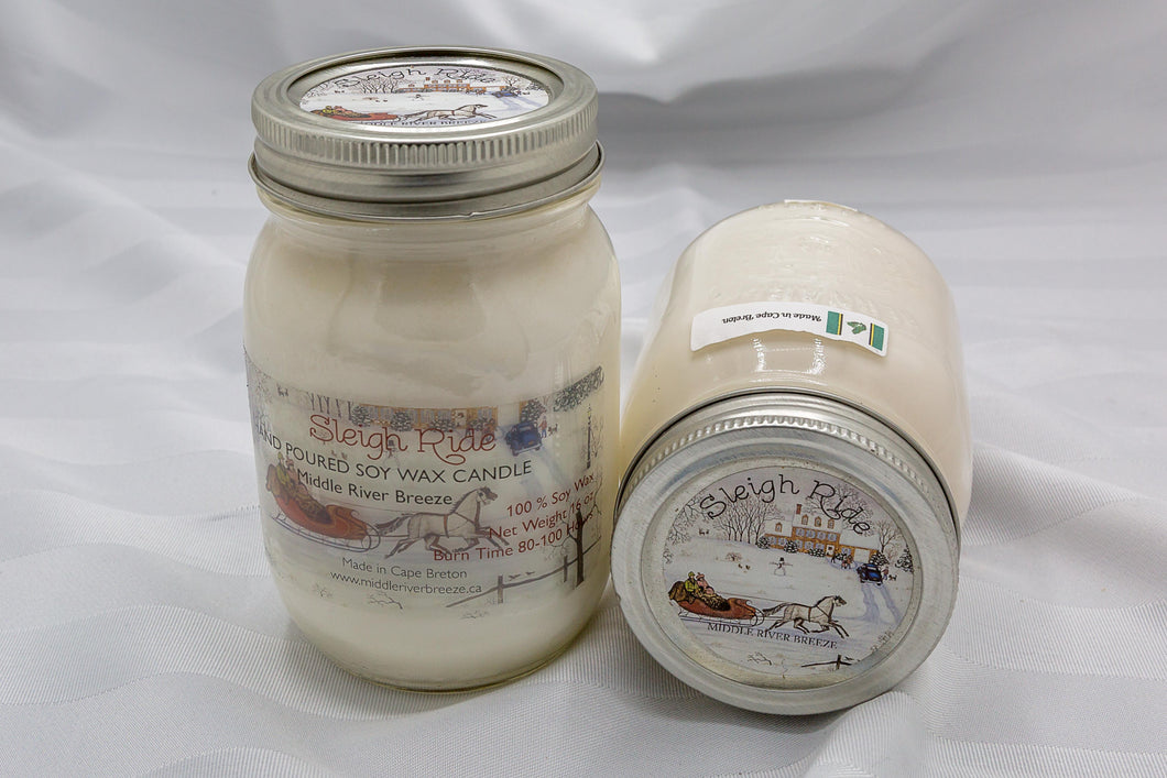 16 oz Mason Jar Soy Wax Candle-Sleigh Ride