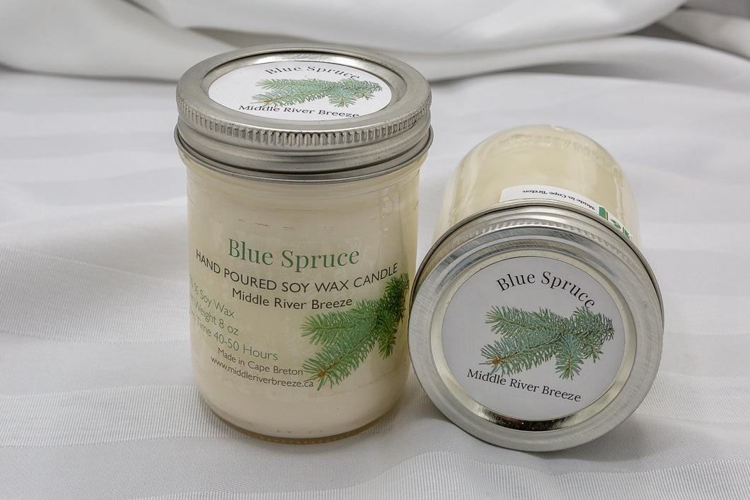 8 oz Mason Jar Soy Wax Candle-Blue Spruce Scent