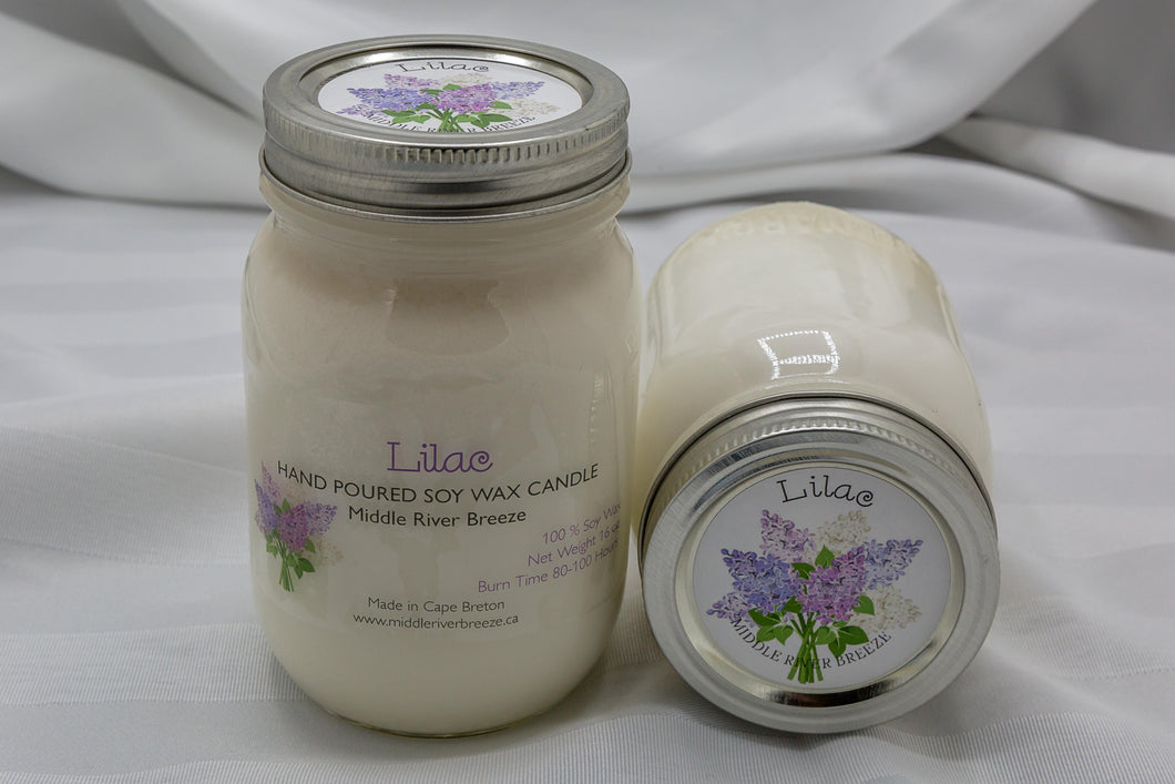 16 oz Mason Jar Soy Wax Candle-Lilac