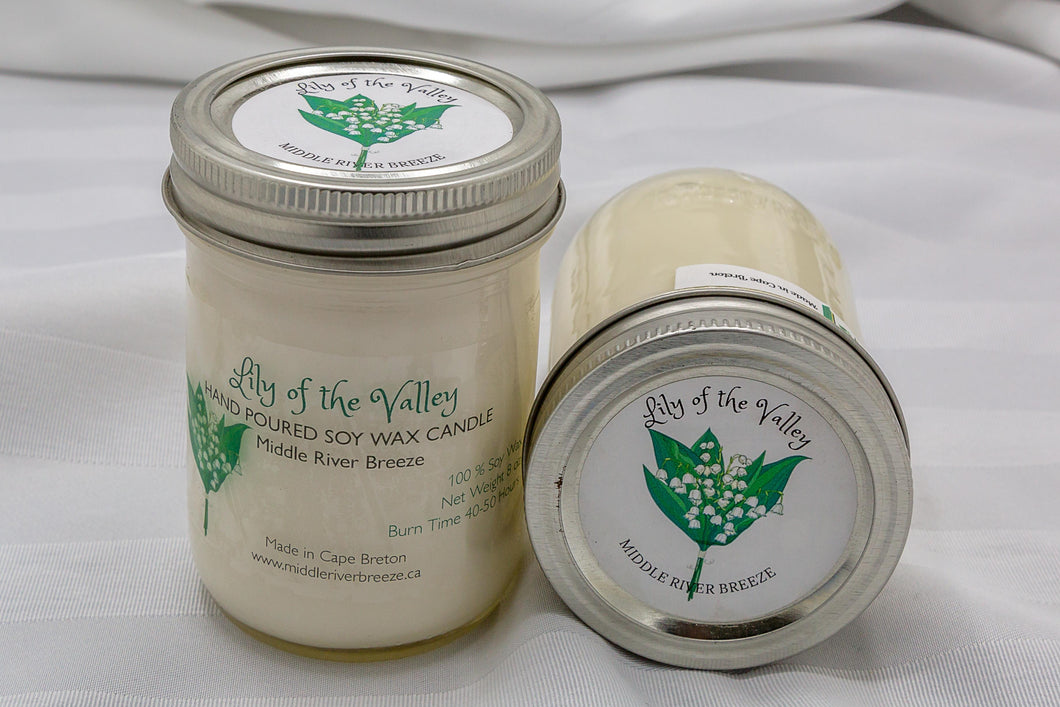 8 oz Mason Jar Soy Wax Candle-Lily of the Valley
