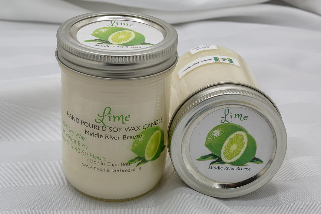 8 oz Mason Jar Soy Wax Candle-Lim