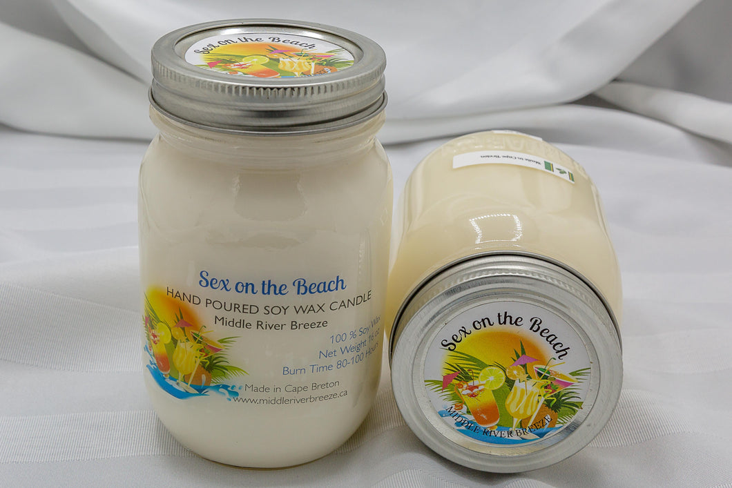 16 oz Mason Jar Soy Wax Candle-Sex on the Beach