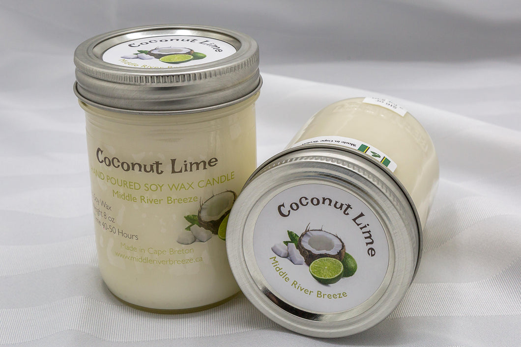 8 oz Mason Jar Soy Wax Candle-Coconut Lime