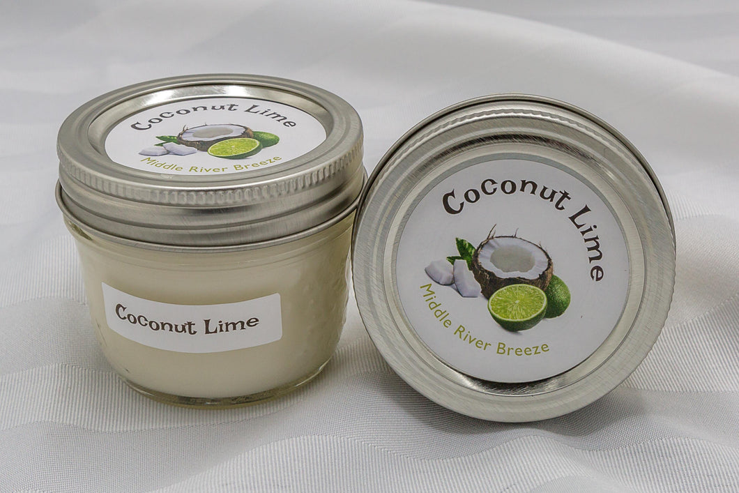 4 oz Mason Jar Soy Wax Candle-Coconut Lime