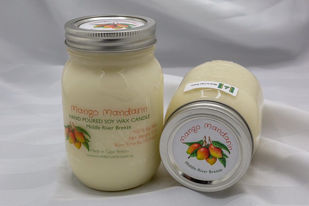 16 oz Mason Jar Soy Wax Candle-Mango Mandarin