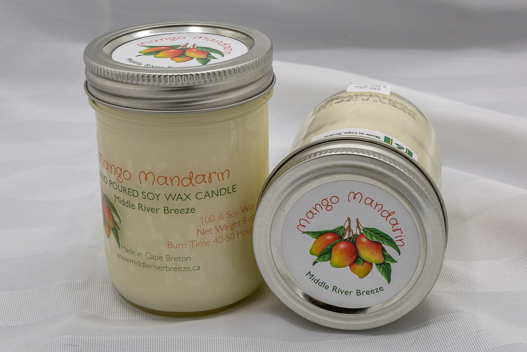 8 oz Mason Jar Soy Wax Candle-Mango Mandarin