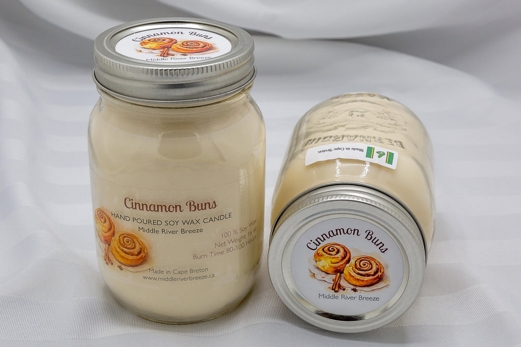 16 oz Mason Jar Soy Wax Candle-Cinnamon Buns