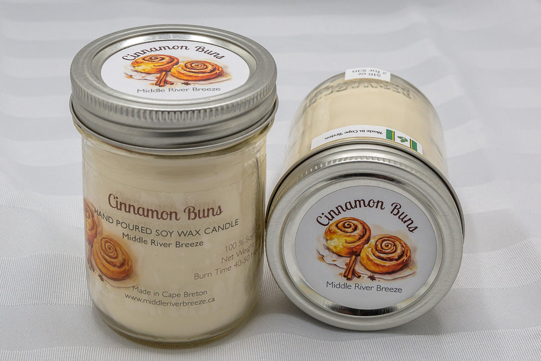 8 oz Mason Jar Soy Wax Candle-Cinnamon Buns