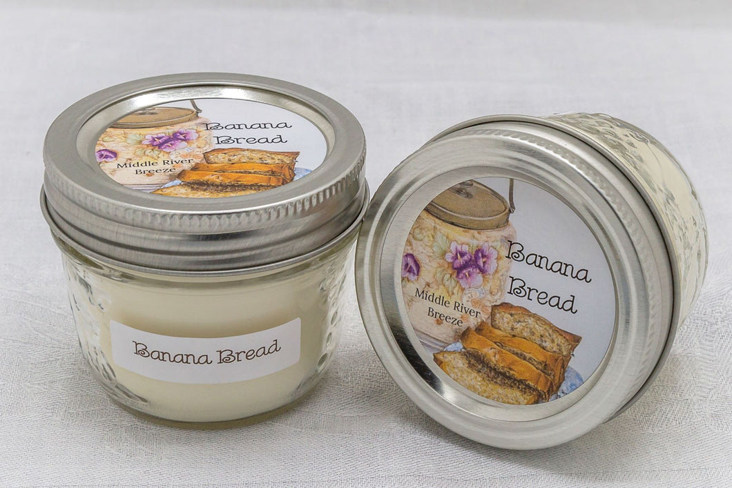 4 oz Mason Jar Soy Wax Candle-Banana Bread