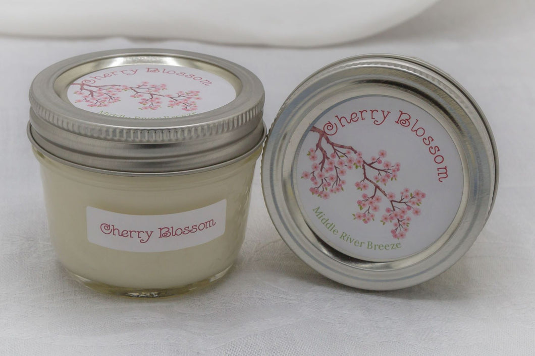 4 oz Mason Jar Soy Wax Candle-Cherry Blossom