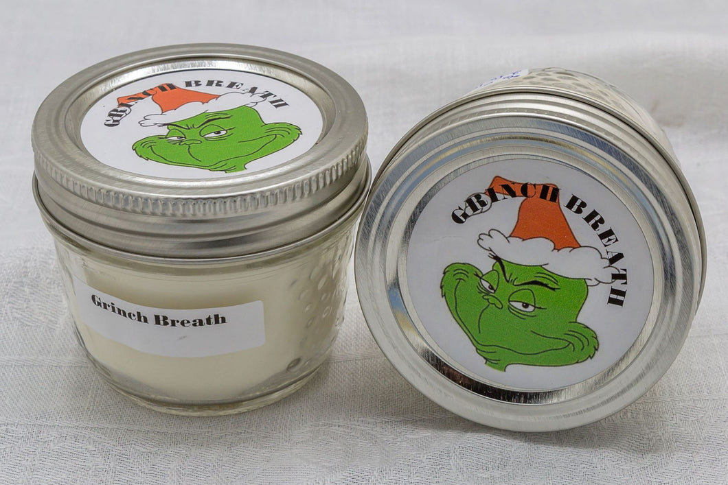 4 oz Mason Jar Soy Wax Candle-Grinch Breath